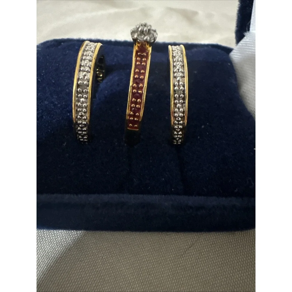 Danbury Mint Women's Gold rings Sz 7 Engraved 14 Ct Gold Mocha/white Diamonds